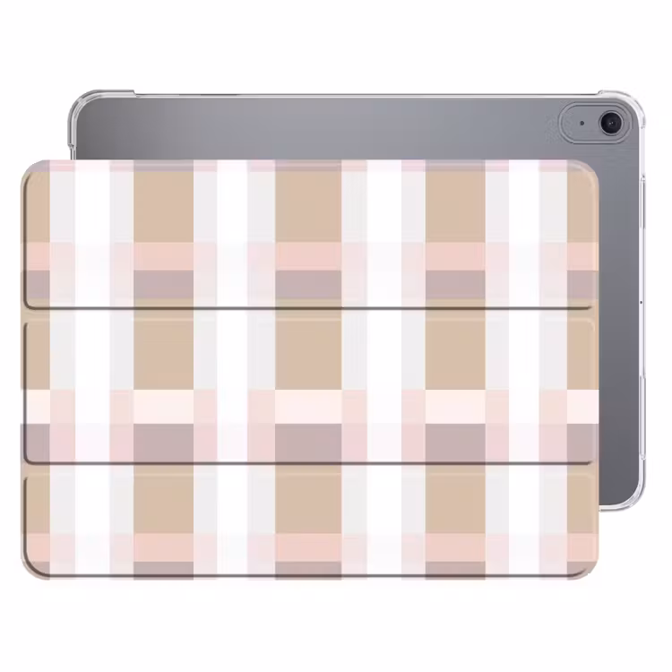 iPad hoes - Ruitpatroon - Aardetinten - Minimalistisch — 1