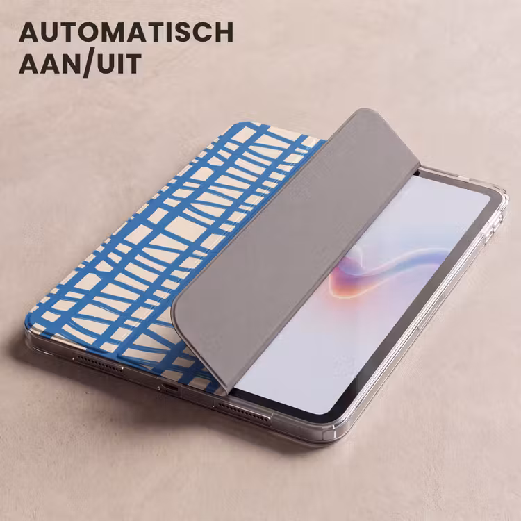 iPad hoes - Ruitpatroon - Blauw - Crème — 5