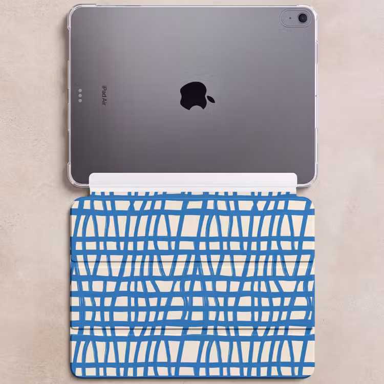 iPad hoes - Ruitpatroon - Blauw - Crème — 6