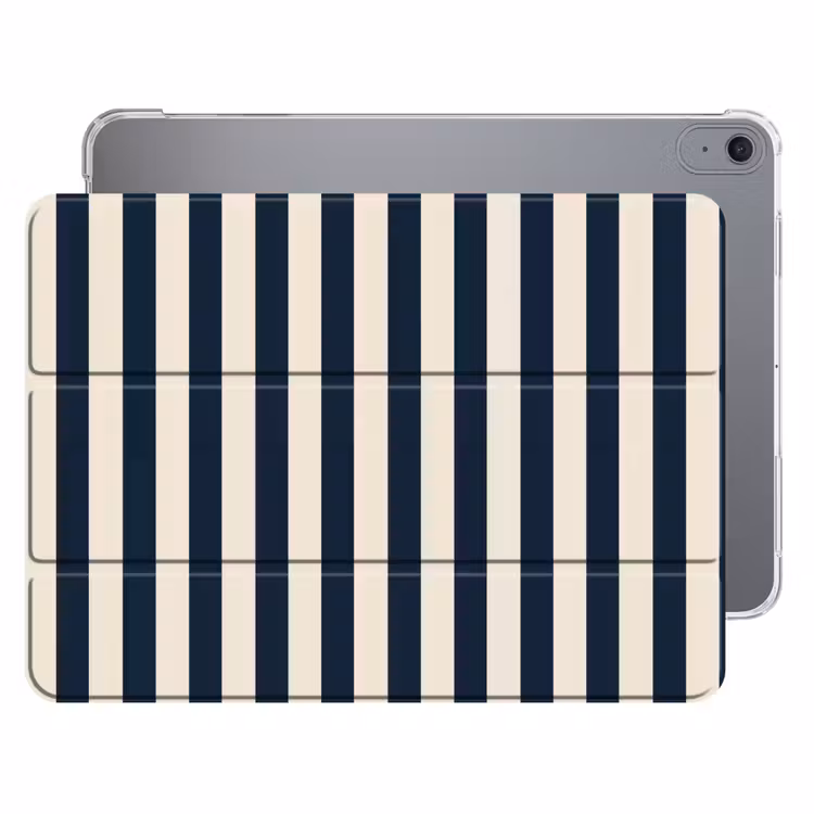 iPad hoes - Verticale strepen - Blauw - Crème — 1