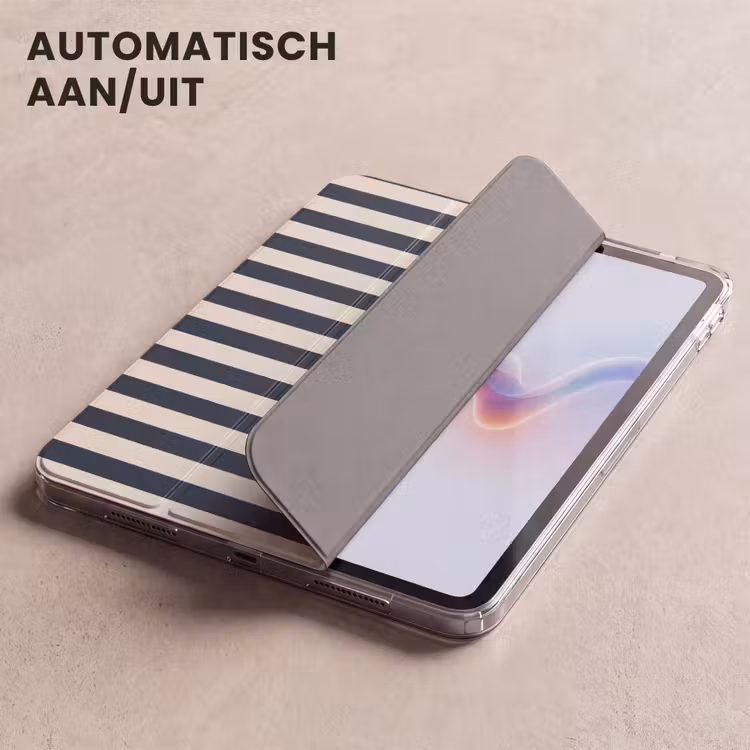 iPad hoes - Verticale strepen - Blauw - Crème — 5
