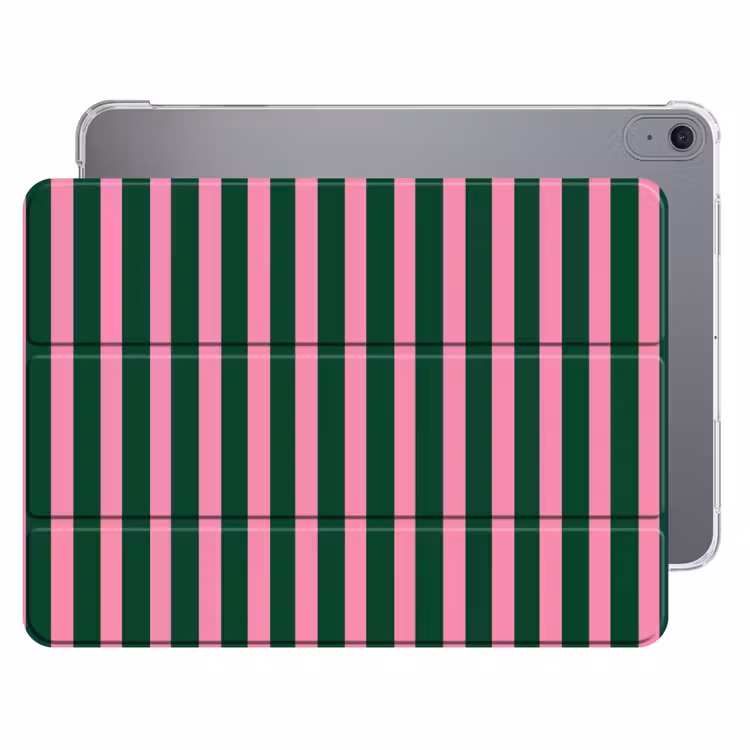 iPad hoes - Verticale strepen - Groen - Roze — 1