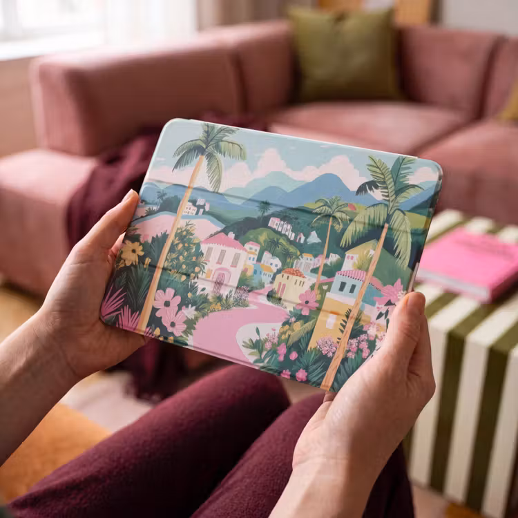 iPad hoes - Kleurrijk - Huizen - Heuvels - Roze — 4