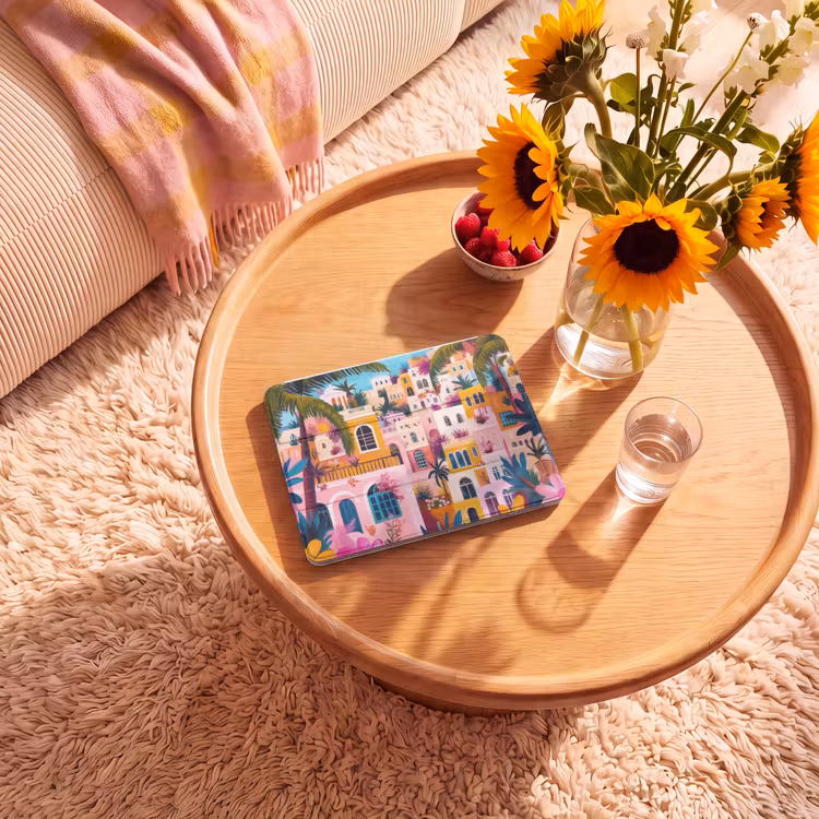 iPad hoes - Kleurrijk - Roze - Oranje - Geel - Bloemen — 2