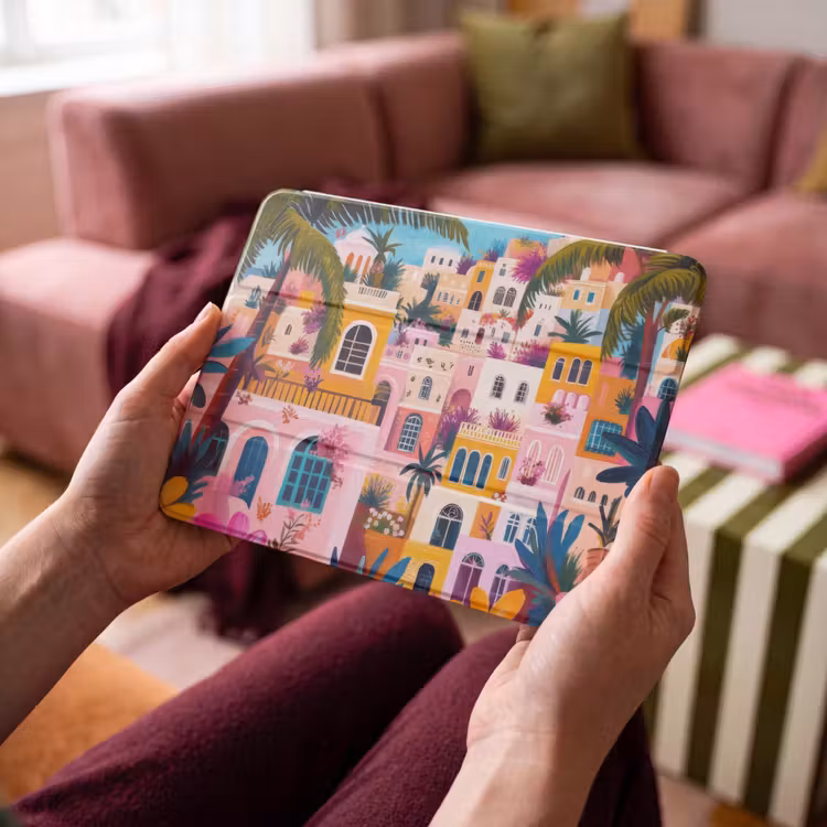 iPad hoes - Kleurrijk - Roze - Oranje - Geel - Bloemen — 4