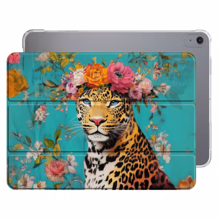 iPad hoes - Luipaard - Bloemen - Kroon — 1