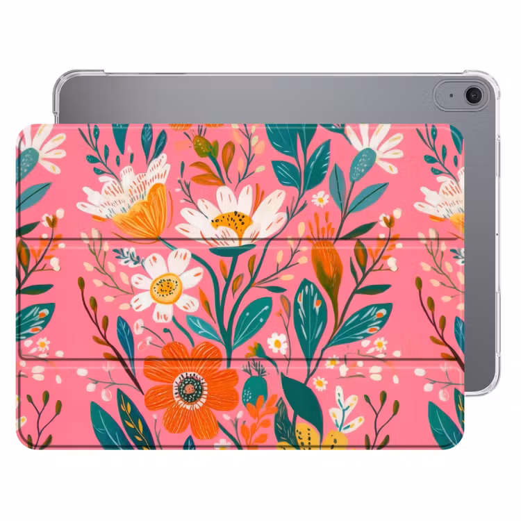 iPad hoes - Roze - Bloemen - Wit - Oranje — 1