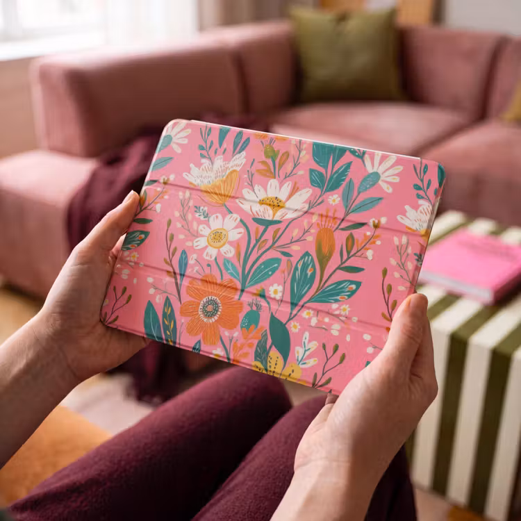 iPad hoes - Roze - Bloemen - Wit - Oranje — 4