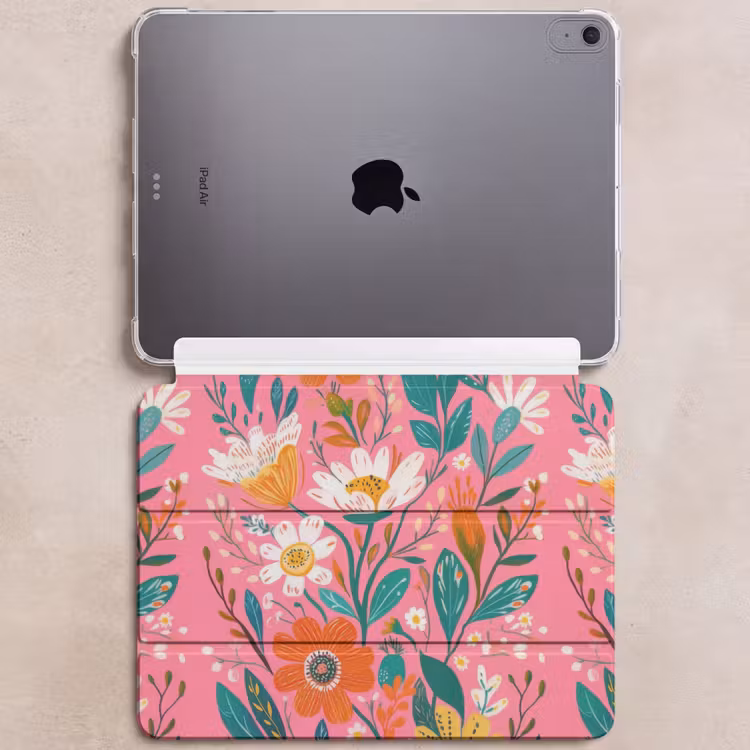 iPad hoes - Roze - Bloemen - Wit - Oranje — 6