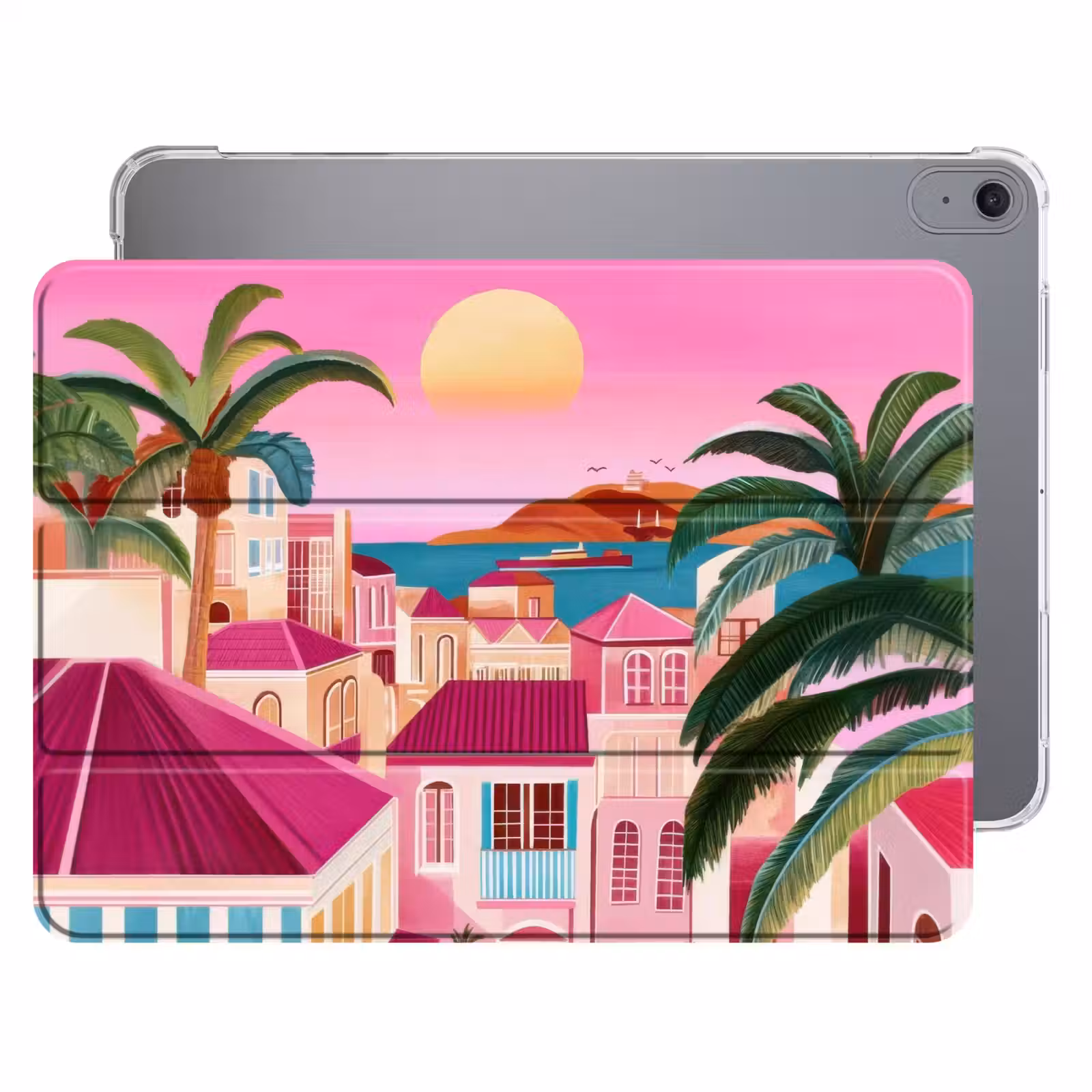 iPad hoes - Stad - Roze - Palmbomen — 1