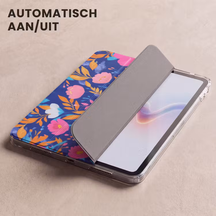 iPad hoes - Bloemen - Blauw - Roze — 5