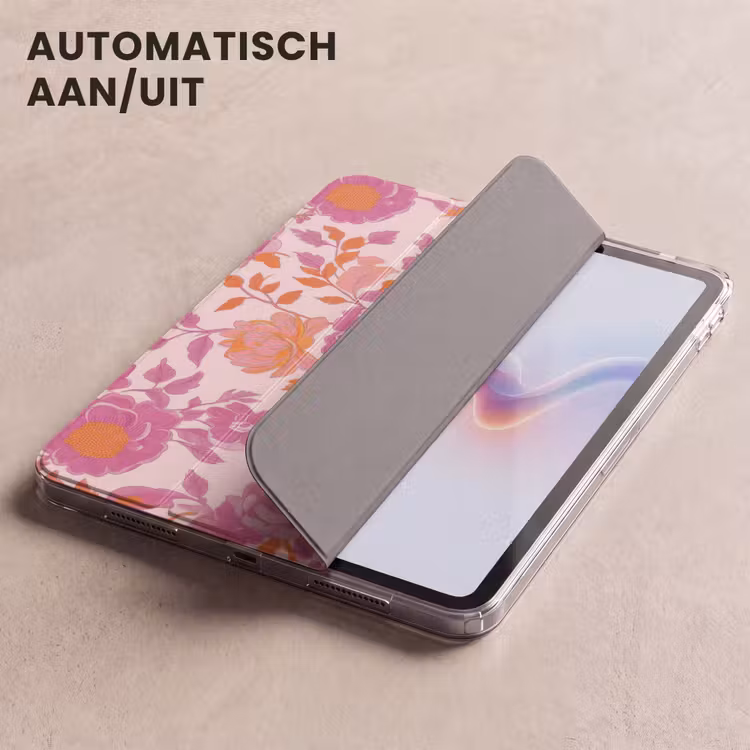 iPad hoes - Bloemenpatroon - Roze - Oranje - Bloemen — 5