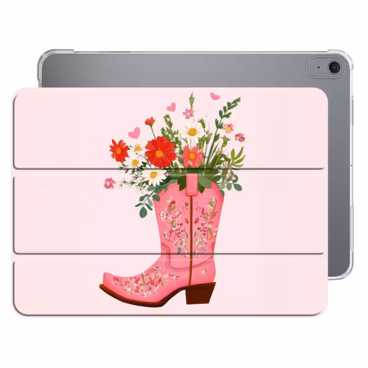 iPad hoes - Cowboylaarzen - Roze - Boeket - Bloemen — 1
