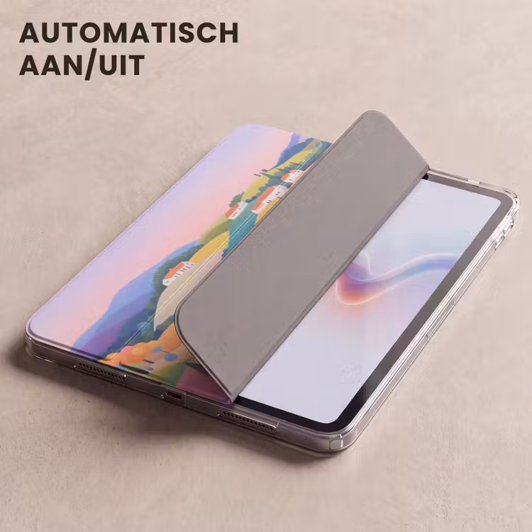 iPad hoes - Landschap - Paars - Pastel - Huizen — 5