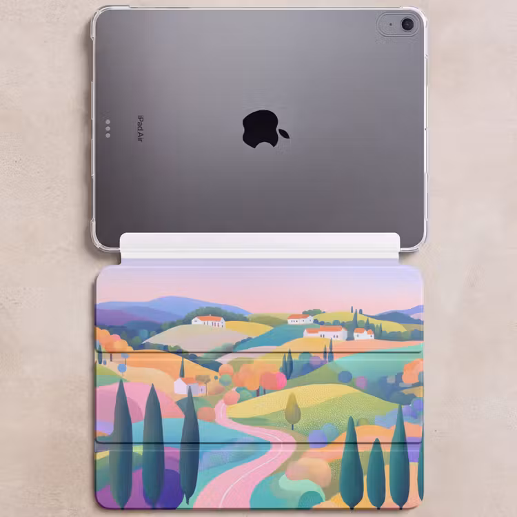 iPad hoes - Landschap - Paars - Pastel - Huizen — 6