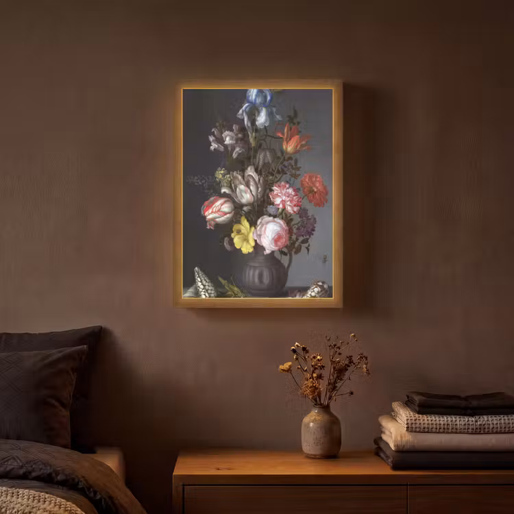 Lightbox - Wandlamp - Bloemen in een vaas met schelpen en insecten - Balthasar van der Ast — 3