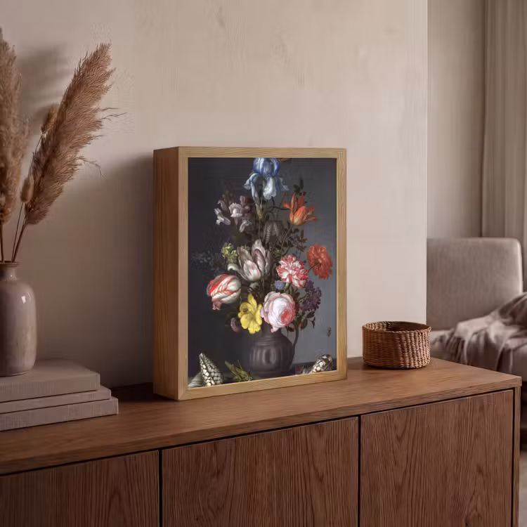 Lightbox - Wandlamp - Bloemen in een vaas met schelpen en insecten - Balthasar van der Ast — 4