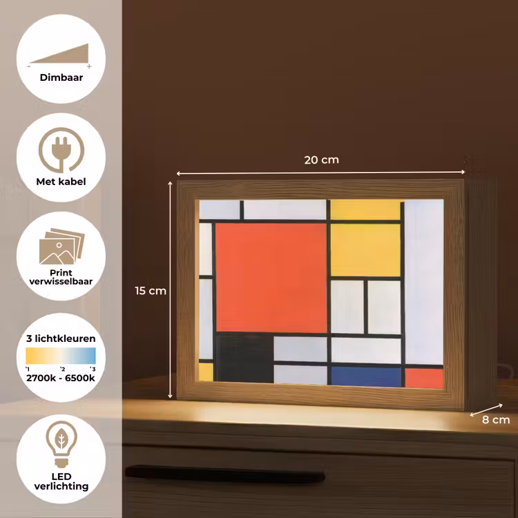 Lightbox - Wandlamp - Kunst - Mondriaan - Oude meesters - Compositie 2 — 7