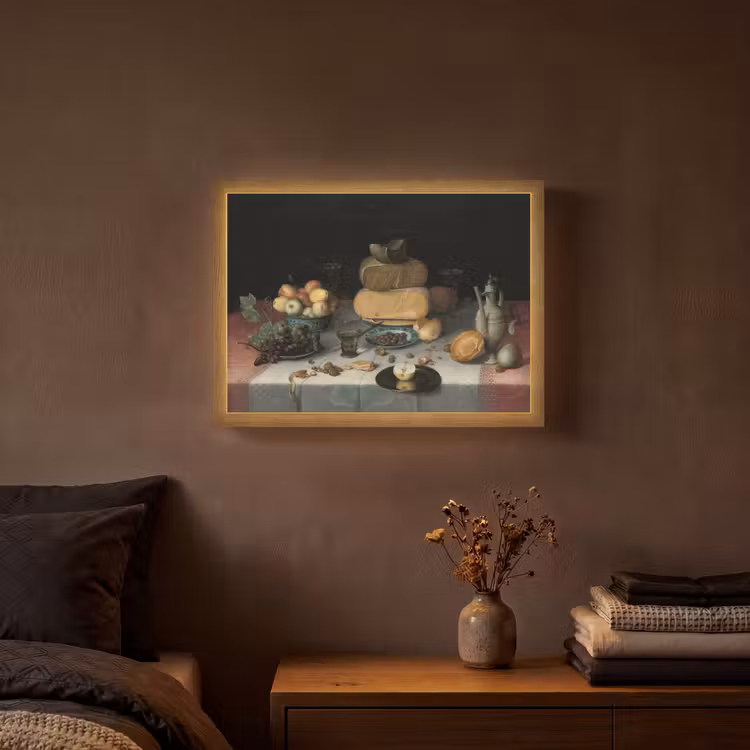 Lightbox - Wandlamp - Stilleven met kazen - Kunstwerk - Oude meesters — 3