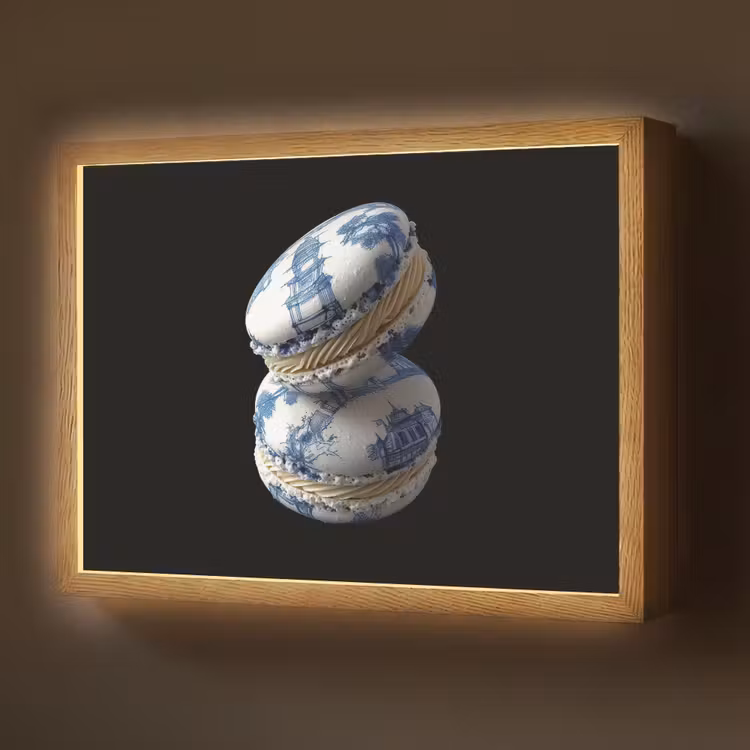 Lightbox - Wandlamp - Eten - Macarons - Delfts blauw - Koekjes