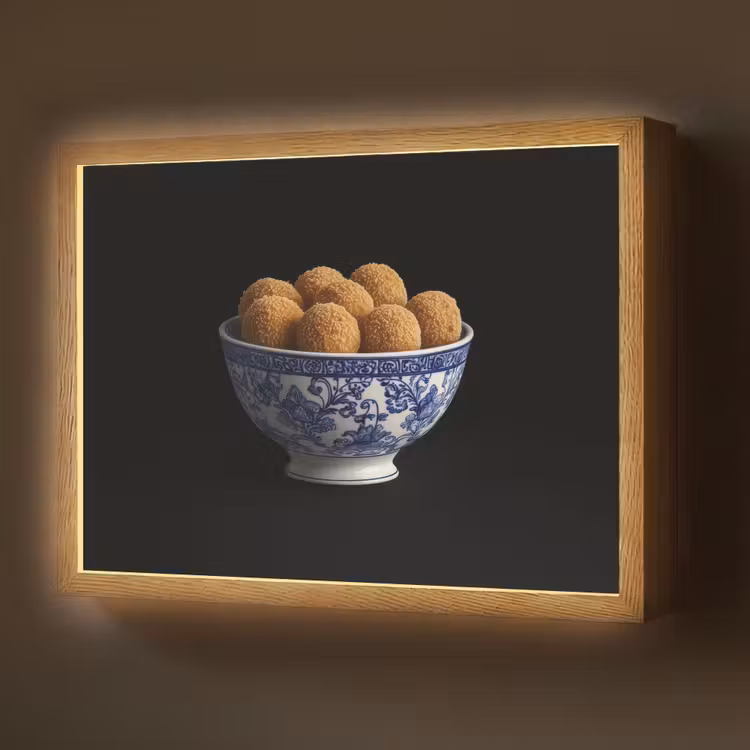 Lightbox - Wandlamp - Delfts blauw - Bitterballen - Holland - Schaal