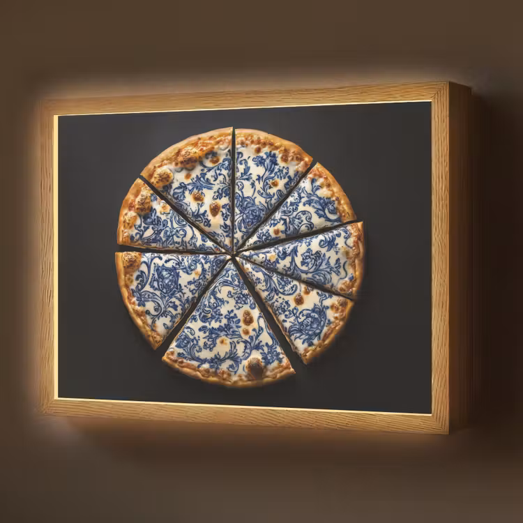 Lightbox - Wandlamp - Pizza - Eten - Delftsblauw