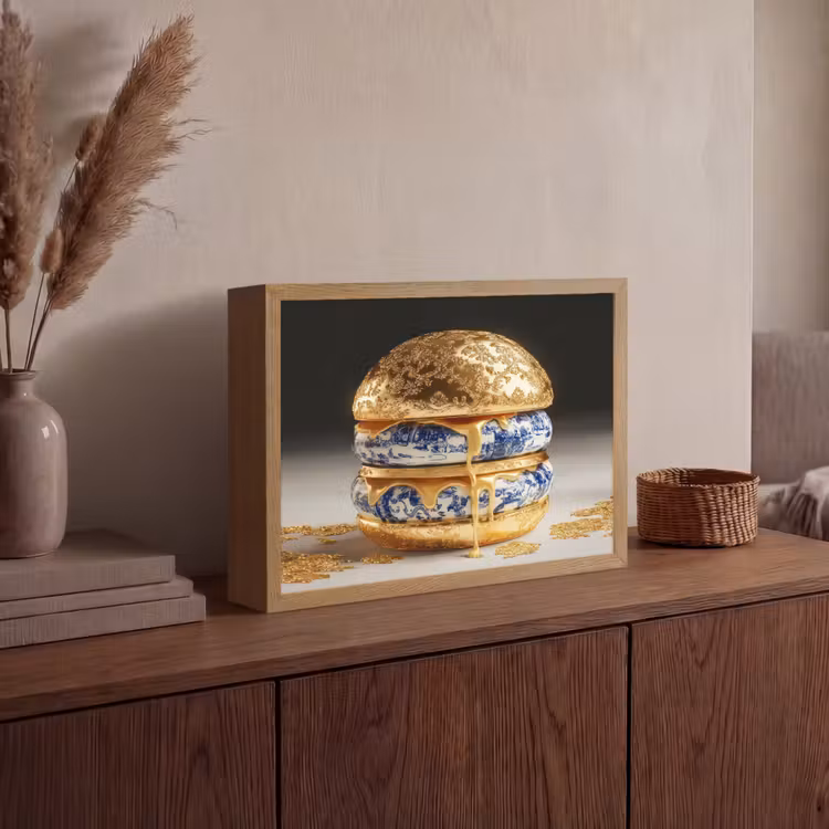 Lightbox - Wandlamp - Delftsblauw - Goud - Burger — 4