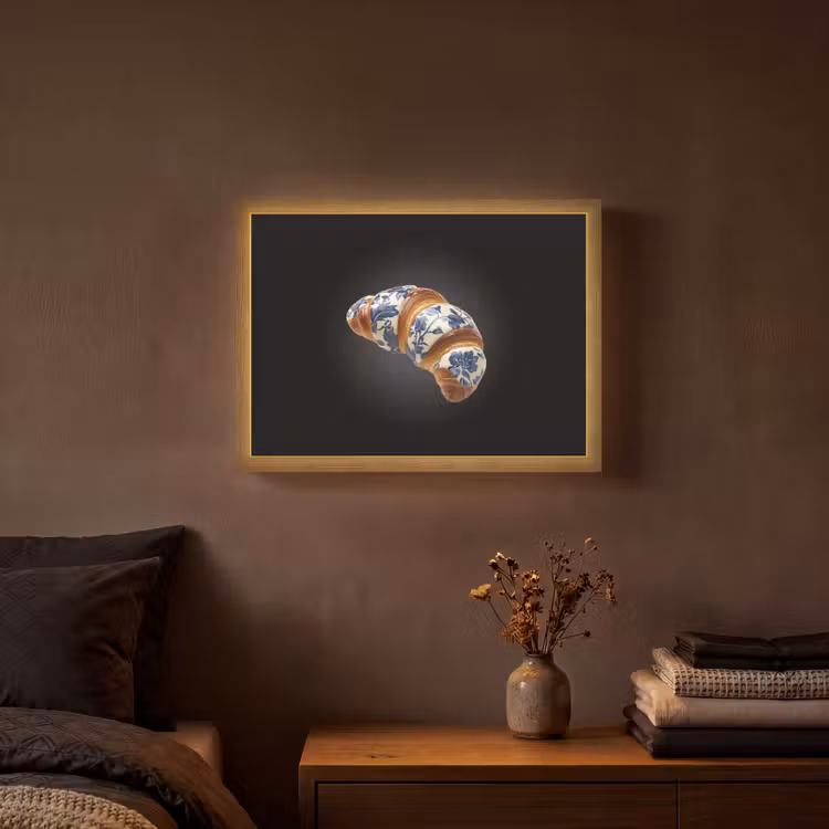Lightbox - Wandlamp - Croissant - Bloemenpatroon - Delftsblauw — 3