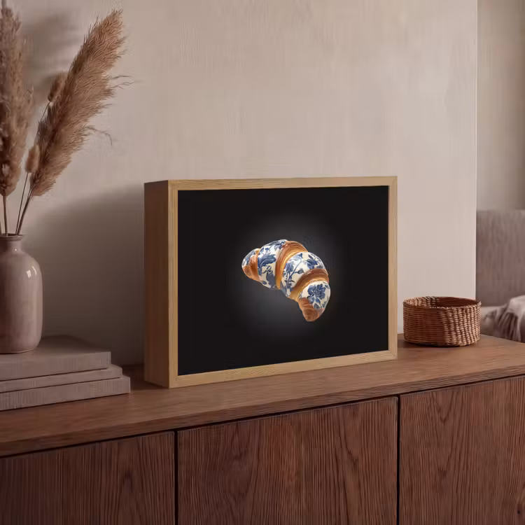 Lightbox - Wandlamp - Croissant - Bloemenpatroon - Delftsblauw — 4