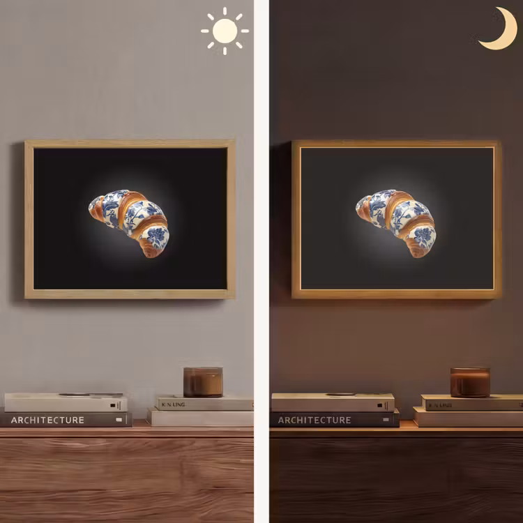 Lightbox - Wandlamp - Croissant - Bloemenpatroon - Delftsblauw — 6
