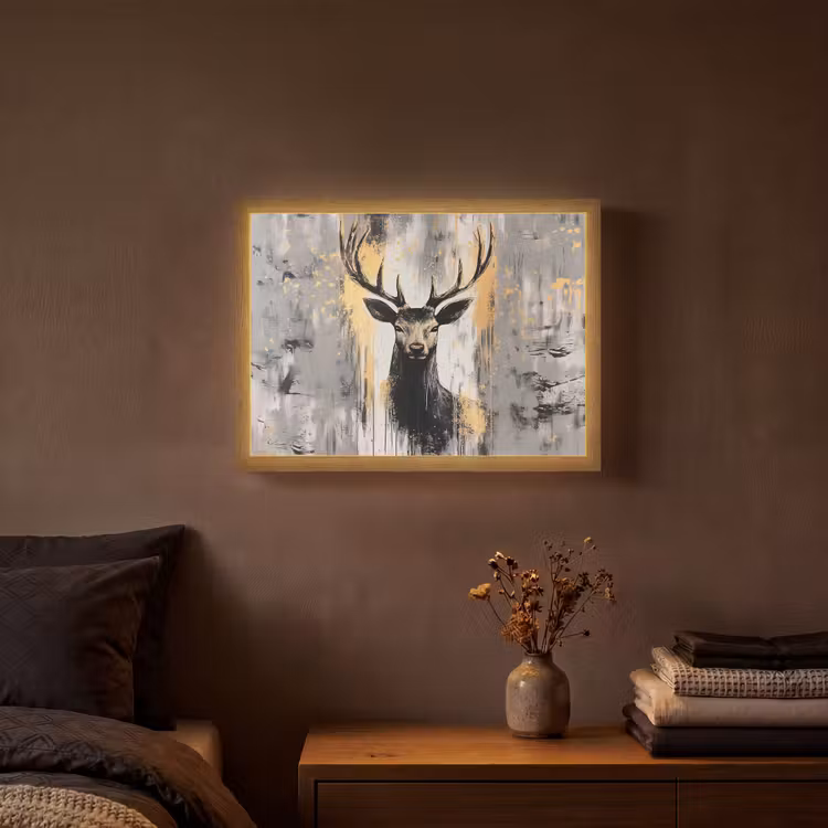 Lightbox - Wandlamp - Abstract - Hert - Gewei - Goud — 3