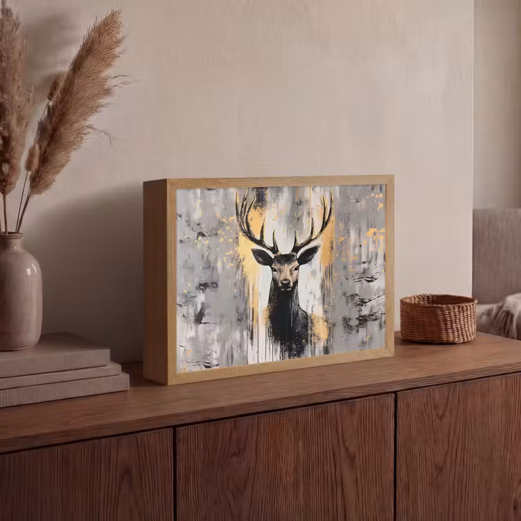 Lightbox - Wandlamp - Abstract - Hert - Gewei - Goud — 4