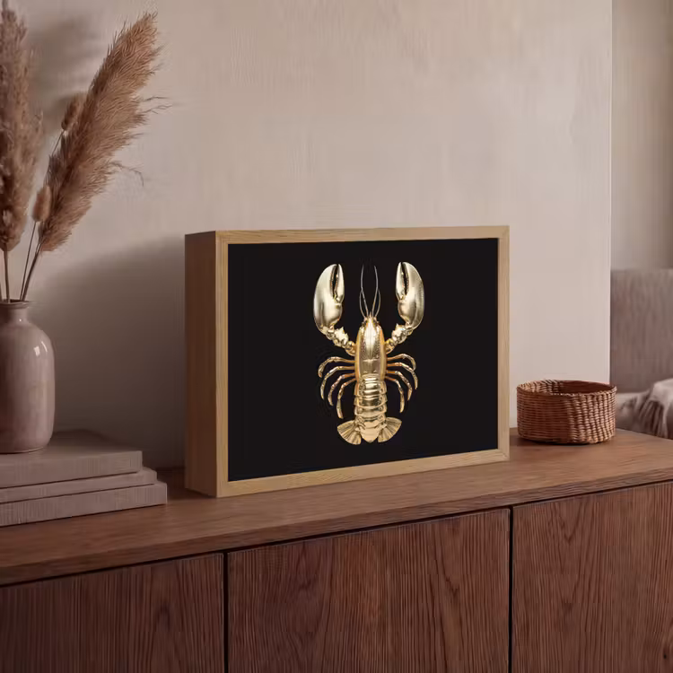Lightbox - Wandlamp - Kreeft - Goud - Textuur - Zwart — 4