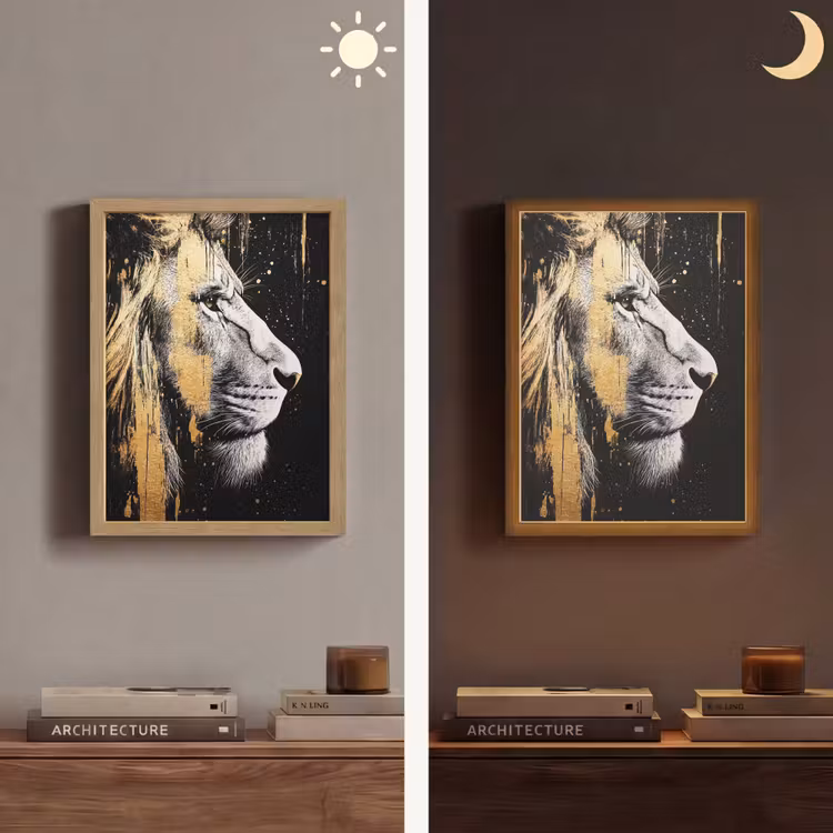 Lightbox - Wandlamp - Portret - Leeuw - Abstract - Goud — 5