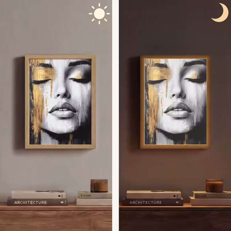 Lightbox - Wandlamp - Gezicht - Vrouw - Penseelstreken - Abstract — 5