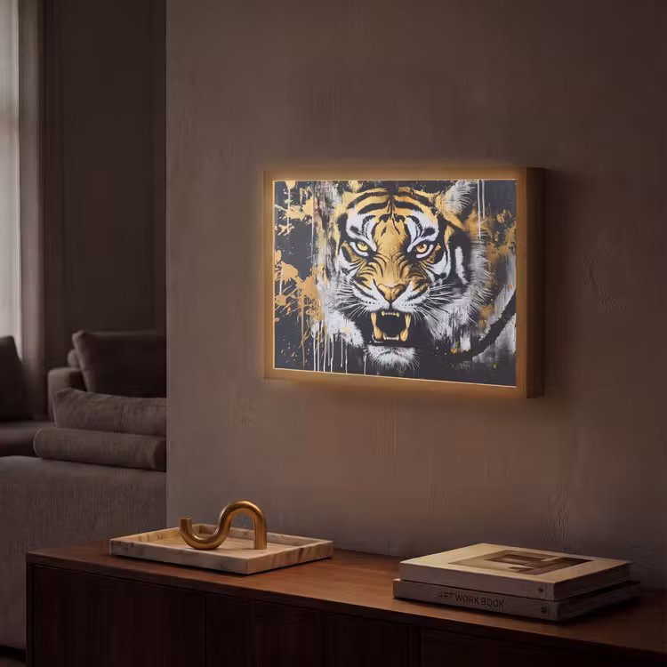 Lightbox - Wandlamp - Tijger - Verfspatten - Goud — 2