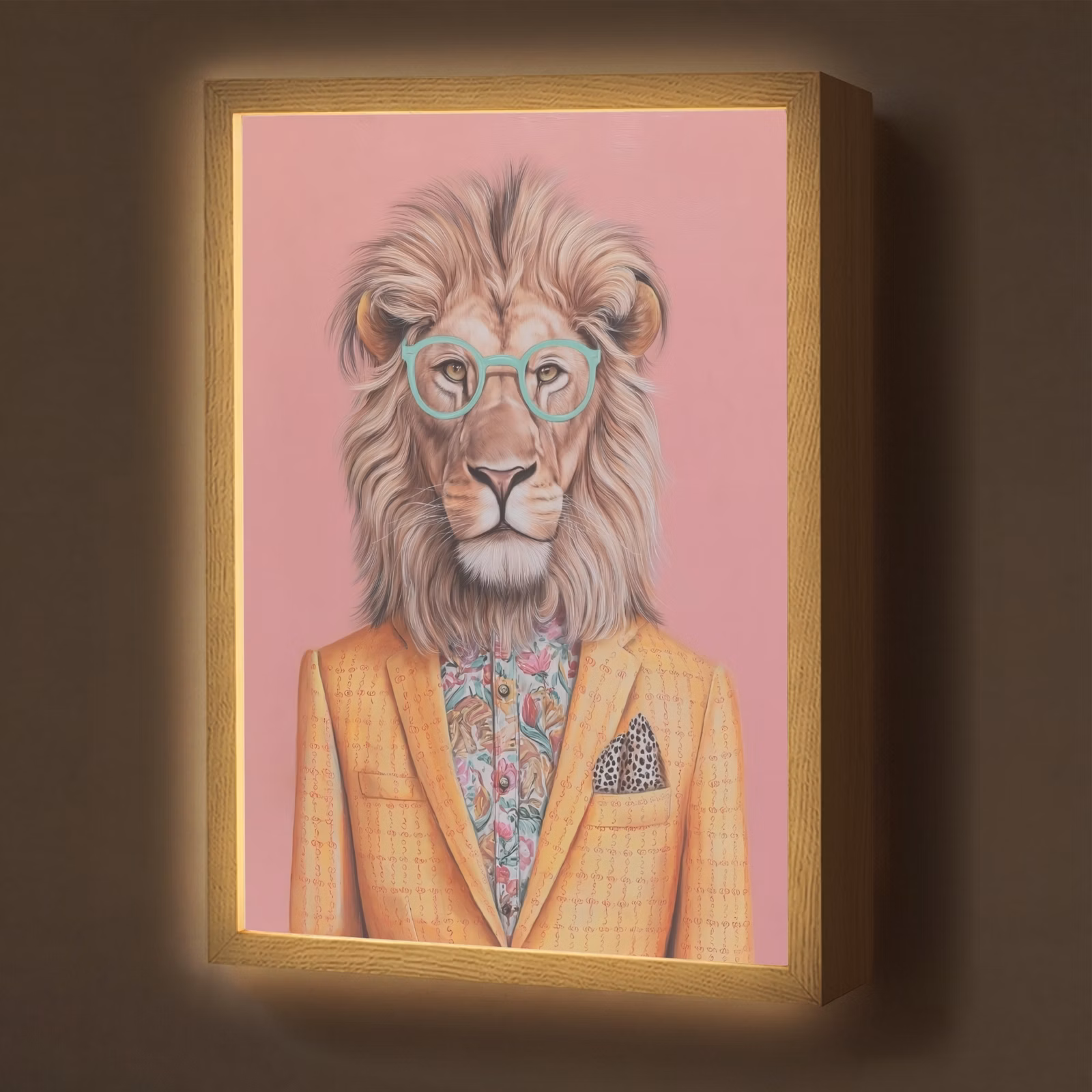 Lightbox - Wandlamp - Leeuw - Pak - Geruit - Bril — 1