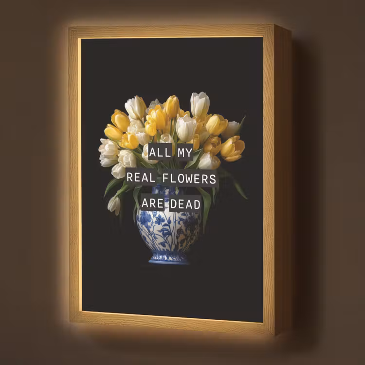 Lightbox - Wandlamp - Quotes - Bloem - Tulp - Geel — 1