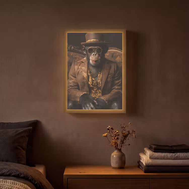 Lightbox - Wandlamp - Chimpansee - Stoel - Pak - Bruin — 3