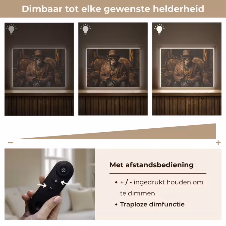 Lightbox - Wandlamp - Chimpansee - Stoel - Pak - Bruin — 9