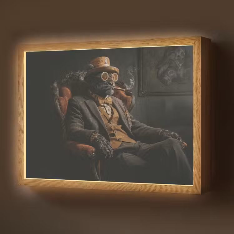 Lightbox - Wandlamp - Kat - Pak - Oranje - Sigaar — 1