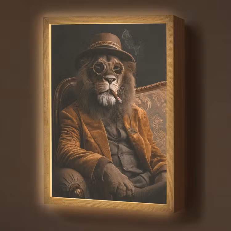Lightbox - Wandlamp - Bril - Leeuw - Bank - Hoed — 1