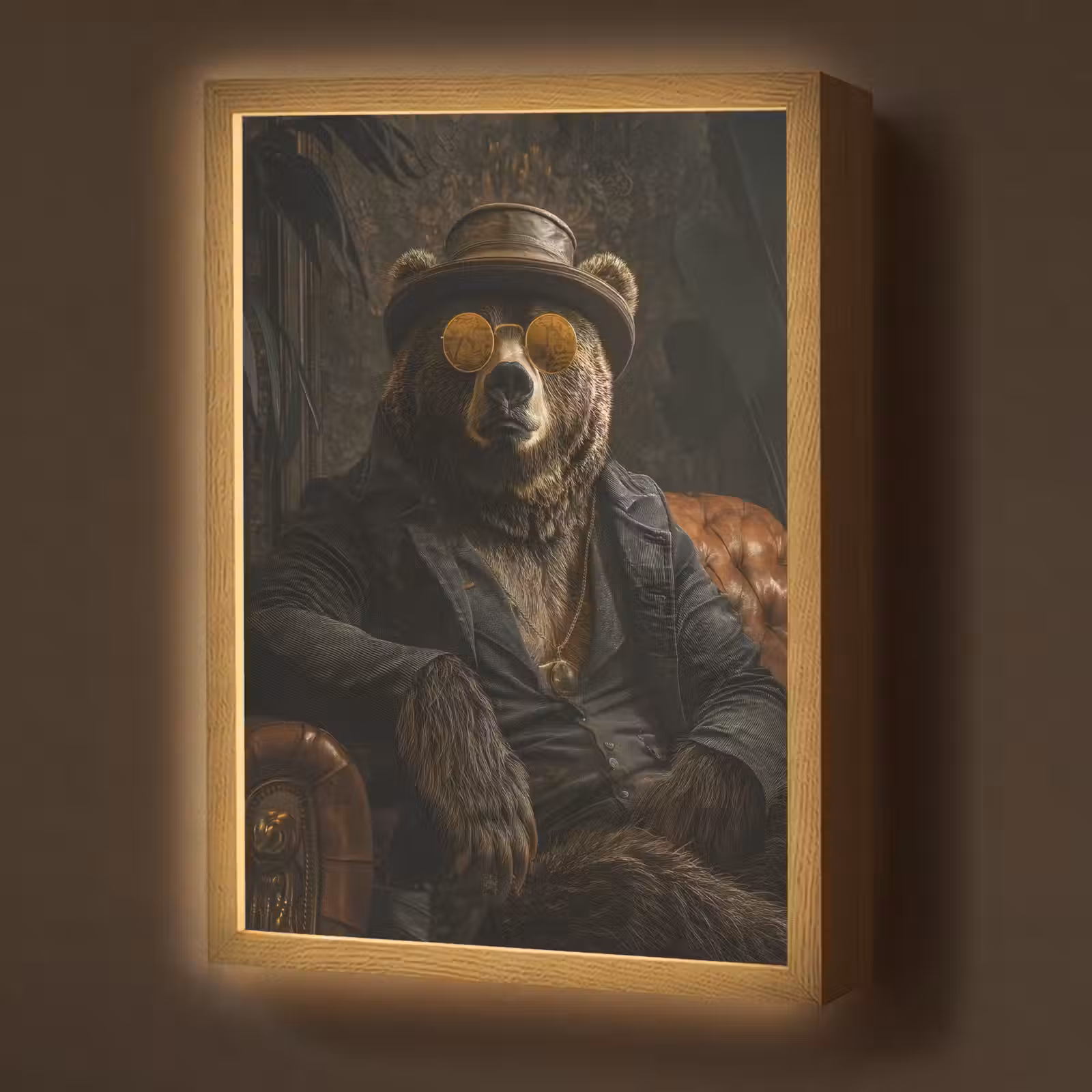 Lightbox - Wandlamp - Beer - Bruin - Pak - Hoed — 1