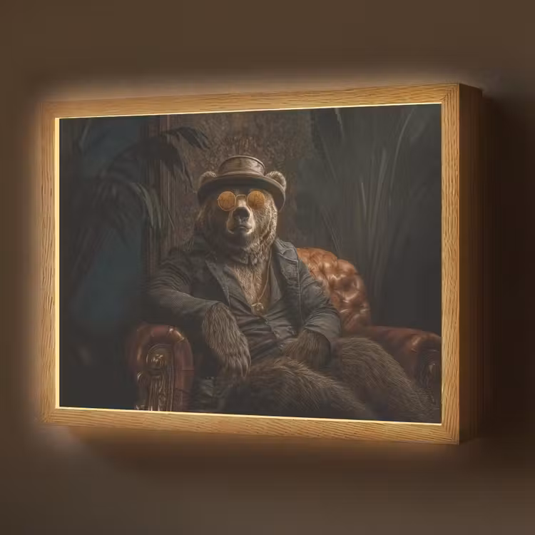 Lightbox - Wandlamp - Beer - Bruin - Pak - Hoed — 1