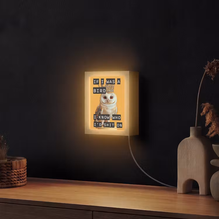 Lightbox - Wandlamp - Geel - Uil - Vogel - Decoratie — 2