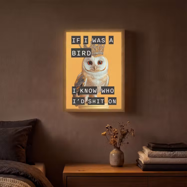 Lightbox - Wandlamp - Geel - Uil - Vogel - Decoratie — 3