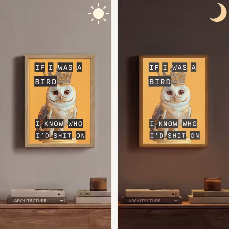 Lightbox - Wandlamp - Geel - Uil - Vogel - Decoratie — 5
