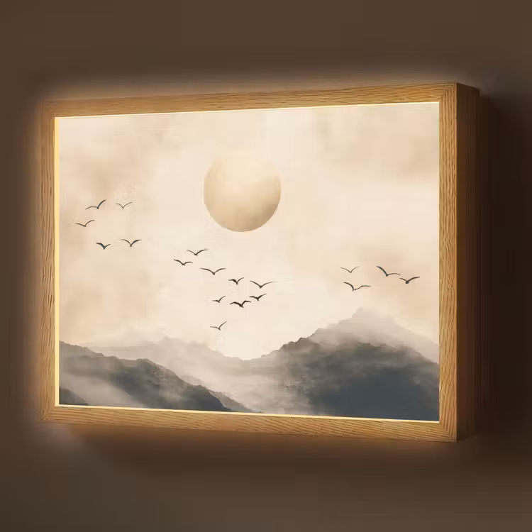 Lightbox - Wandlamp - Landschap - Japandi - vogel — 1