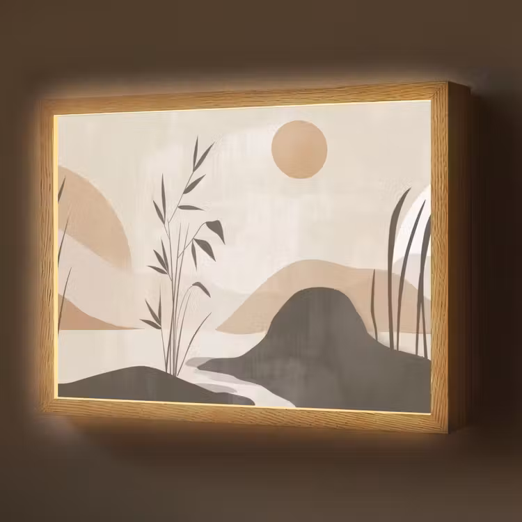 Lightbox - Wandlamp - Japandi - Landschap - Beige — 1