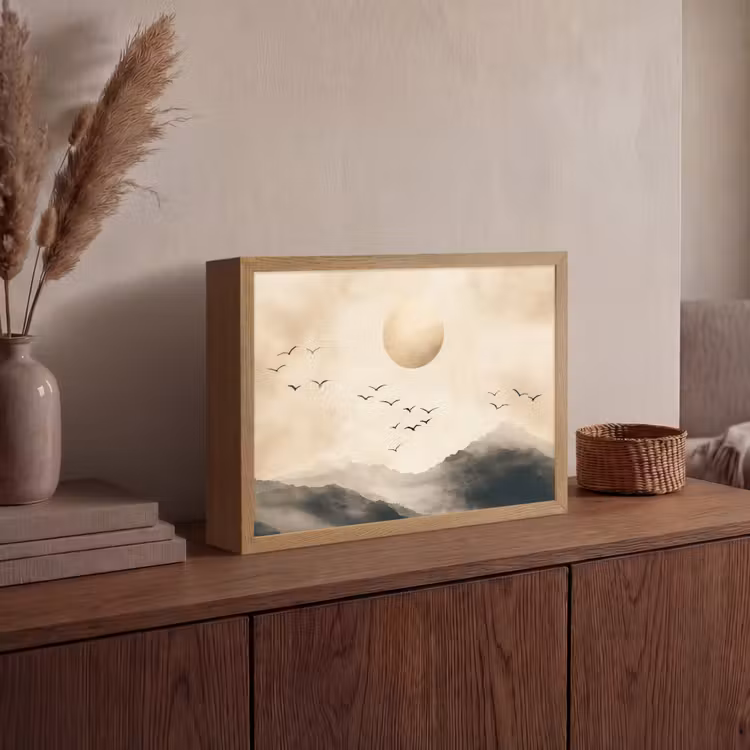 Lightbox - Wandlamp - Landschap - Japandi - vogel — 4
